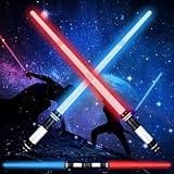 Moocuca 2 Stück Lichtschwert Kinder, 2-in-1 Laserschwert Star Wars,...