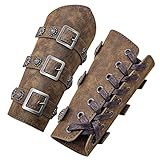 HiiFeuer Medieval PU Leather Buckle Arm Bracers, Knight LARP Retro...