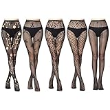 Weinsamkeit Netzstrümpfe, 5 Paar Frauen Hohe Taille Netzstrümpfe...