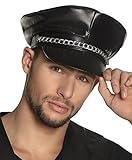 Boland 82001 - Mütze Rocker, Lederoptik, schwarz, Unisex, mit...