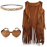 KINBOM Hippie Kostüm Set Damen, 60er 70er Hippie Costume Set Bohemian...