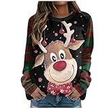 Weihnachtspullover Damen Baumwolle - Weihnachten Frauen LäSsige...