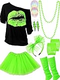 Blulu 80 Jahre Kostüm Zubehör Set, T-Shirt Tutu Stirnband Ohrring...