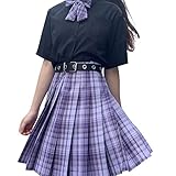 Anime Kleidung Gothic Damen Faltenrock Hohe Taille,Modischer College...