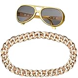 Balinco ZUHÄLTER OUTFIT 2er Set, Fette Gangster Kette & Brille Gold,...