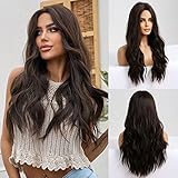 HAIRCUBE Lange Braune Perücken für Frauen Synthetische...