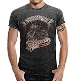 Biker T-Shirt im Washed Jeans Look: Oldschool Gentlemen 2XL