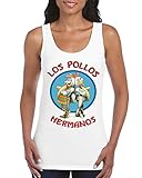 TRVPPY Damen Tank-Top Shirt Modell Los Pollos Hermanos, Weiß, XL