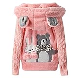 Oyolan Kinder Mädchen Kapuzenjacke Teddybär Fleecejack Winter...