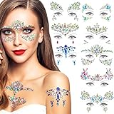 8 Set Glitzersteine Gesicht Festival Outfit, Glitzersteine...