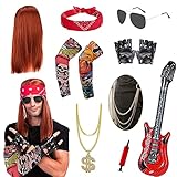 Punker Rockstar Kostüm Accessoires Herren, Rocker 80er 90er Jahre...