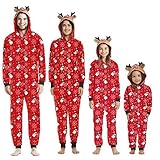OEAK Weihnachts Schlafanzug Familie Einteiler Onesie Weihnachtspyjama...