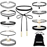 PAXCOO 10 Stück Choker Halskette Set Stretch Samt Classic Gothic...