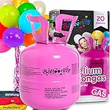 BALLONGAS FÜR 20 LUFTBALLONS + 25 BALLONS + FÜLLVENTIL | Helium...