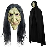 Suilung Halloween Hexe Cosplay Zubehör mit Alte Hexenmaske mit...