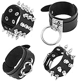 Comius Sharp Punk-Lederarmband mit Nieten, 4-teiliges Armband mit...