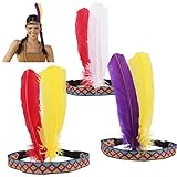 HOWAF Indianer Kopfschmuck Damen Indianer Stirnband Federschmuck...