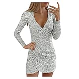 Mini Kleid Frauen Sexy, Partykleid Frauen Slim-Fit Glitzer,...