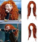 Orange Lockige Perücke für Prinzessin Kostüm,Perücke lang für...
