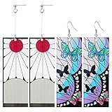 2 Paar Dämonentöter Ohrringe Ohrringe Frauen Tanjiro Schmetterling...