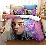 Bettwäsche Bettbezug Set 100% Polyester Mit Billie Eilish 135 X 200...