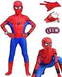 BITOWO Spiderman Kostüm Kinder 8-9 Jahre mit Cosplay Accessories...