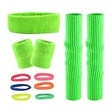 WDFCN 80er 90er Neon Grün Bein Stulpen Schweißband Set Neon...