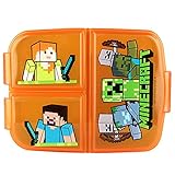 Minecraft Brotdose für Kinder mit 3 Fächern, Lunchbox aus Kunststoff...