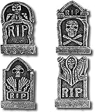 Prextex 4er-Packung Halloween-Dekoration 43cm RIP Grabstein aus...