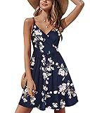 STYLEWORD Sommerkleid Damen Knielang V-Ausschnitt A Linie Kleider...