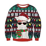 RAISEVERN Adult Hässlicher Weihnachtspullover Rentier Alpaka im...
