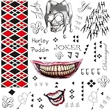 Karneval Tattoo, 2 Groß Blätter Harley Quinn Tattoo Joker Temporäre...
