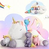 MorisMos Einhorn Kuscheltier XXL mit 4 Babys im Bauch, groß Einhorn...
