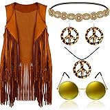 6 Stück 60er 70er Jahre Hippie Kostüm für Frauen Friedenszeichen...