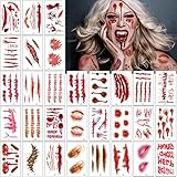 30 Blatt Halloween Temporäre Tattoo, Realistisch Wirkende Narben...
