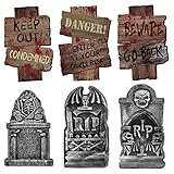 Halloween Dekoration Grabstein Totenkopf RIP* 3 Wellpappen Schilder* 3...