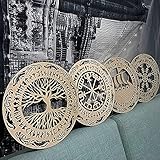 4 Stück Wikinger Holz Wanddekoration Baum des Lebens Wandkunst...