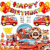 Feuerwehr Deko Kindergeburtstag,155Pcs Feuerwehr Geburtstag Deko...