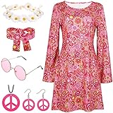 YADODO Hippie Kleidung Damen 60er 70er Jahre Hippie kostüm Damen...