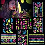 Konsait 7 groß Blätter Klebetattoos temporäre Neon Tattoos...