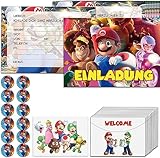 Einladungskarten Geburtstag für Super Mario 12er-Set,...