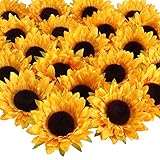 HUAESIN 24pcs Künstliche Sonnenblumen Kunstblumen Kopf 9cm...