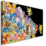 Pokemon 1. Generation Leinwandbild AK Art Kunstdruck Wandbild Wanddeko...