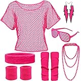 YADODO 90er 80er Jahre Outfit Damen Netzoberteil Damen Neon 80er Jahre...