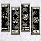 4 Stück Holzschild Wanddekoration Nordic Vikings Keltische...