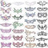 SIQUK 30 Stück Venezianische Maske Damen Spitze Augenmaske Maskenball...