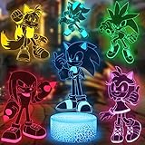 HUGOODCO 3D Anime Spielzeug Nachtlicht, 6 Muster Led Illusionslampe...