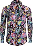 COSAVOROCK Herren Hippie 70er Jahre Hemd Blumen Hässliche Paisley...