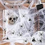 JOKILY Halloween 100g Spinnennetz + 20 Horror Spinnenn in...