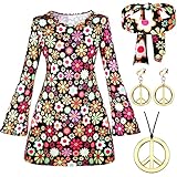 Johiux 4 Stück Hippie Kostüm Damen Set,60 er 70er Jahre Bekleidung...